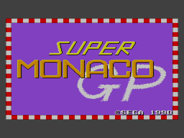 Super Monaco GP title screen for Sega Master System